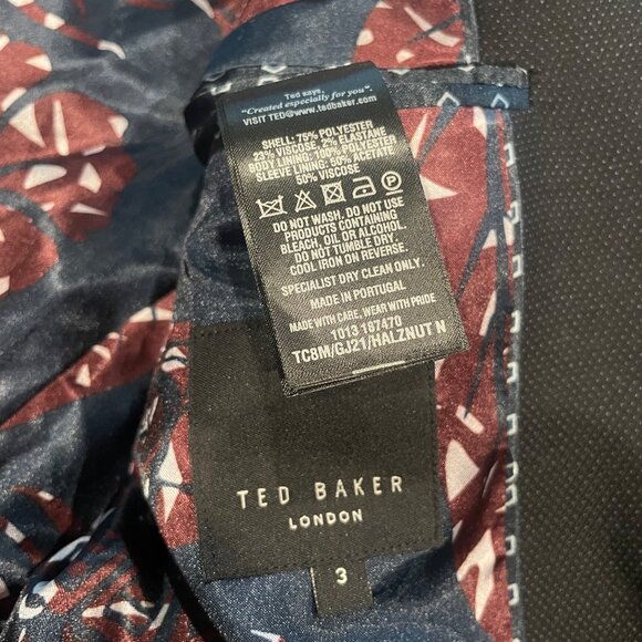 NWT Ted Baker London Mens Sz 3 (M) Navy Core Suit Jacket Blazer 2-Button Halznut - Picture 2 of 11